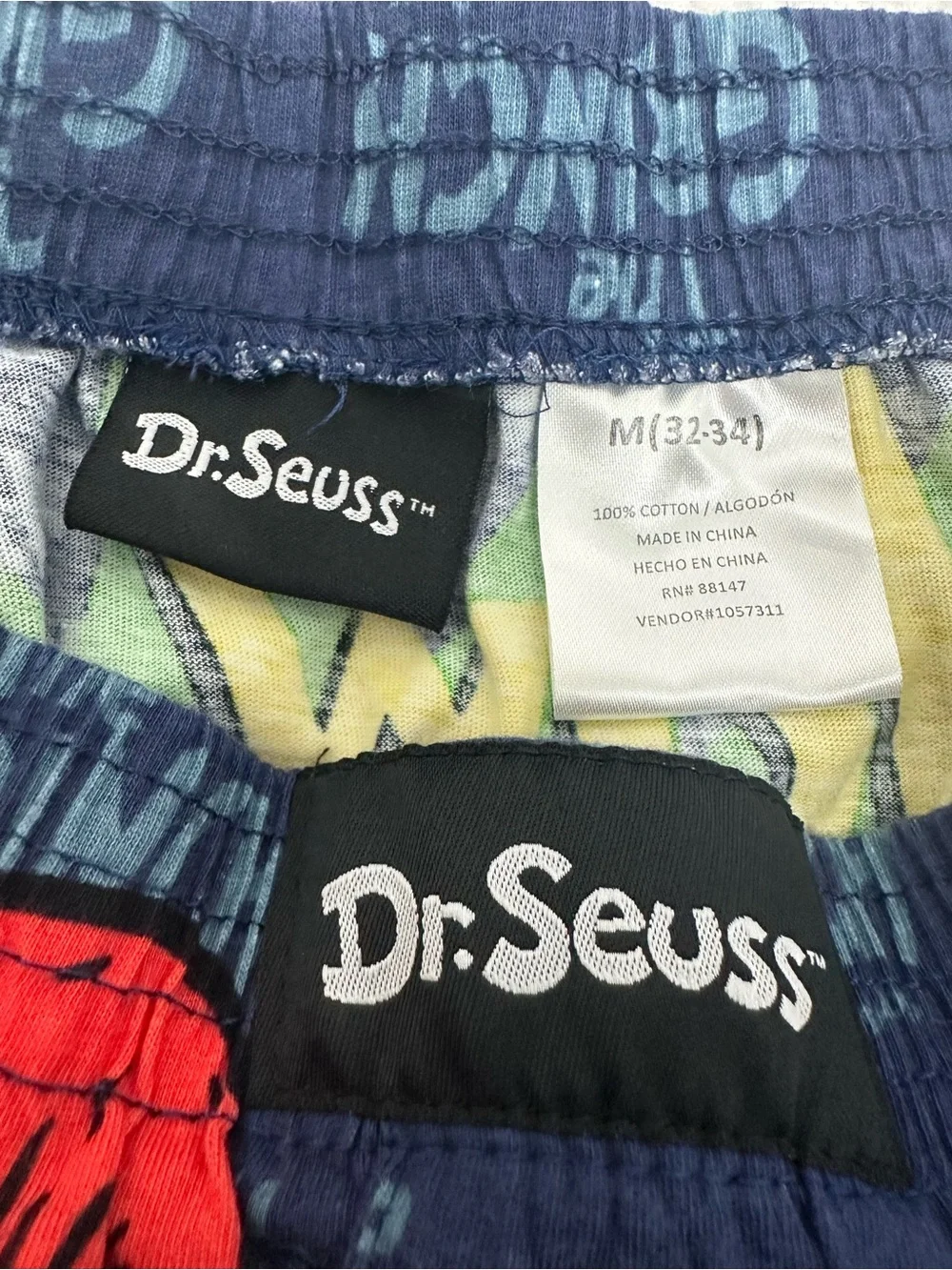 Dr. Seuss Multi-Color Graphic Lounge Shorts with Navy Waistband